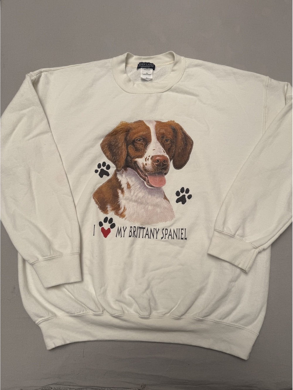 Vintage I Love My Brittany Spaniel Sweatshirt Cute Dog XL